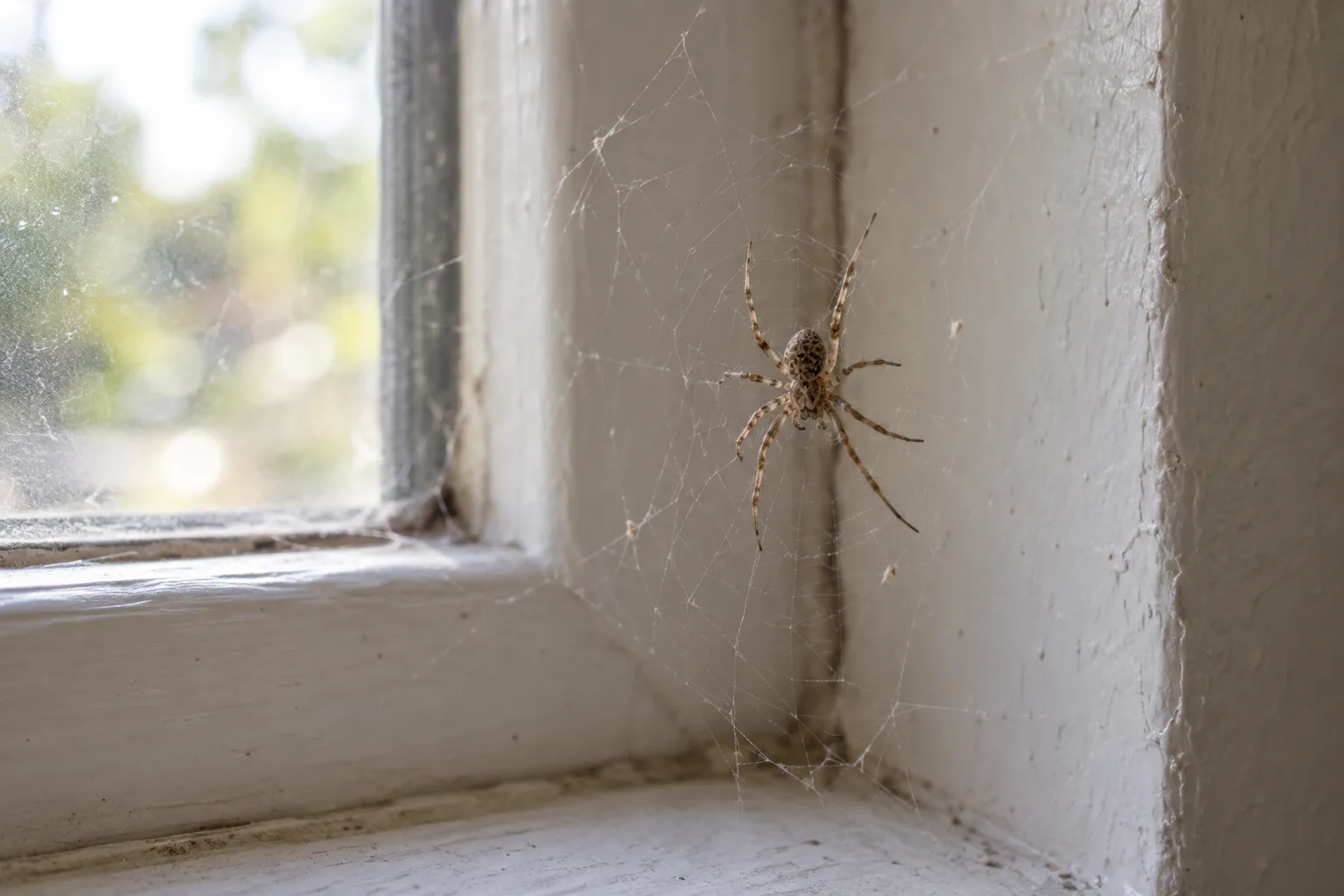 House spider in a sheltered window web